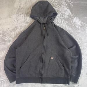 Dickies Dark Gray Full Zip Hoodie Sweatshirt Workwear Mens XL